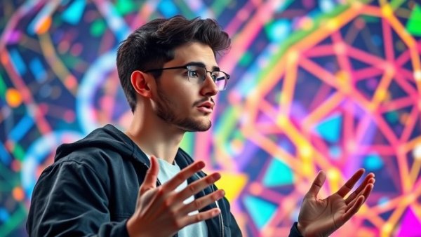 Fix dealership disconnects concept with young man in colorful digital setting.