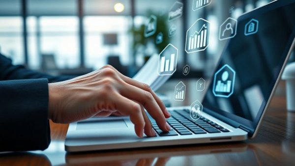 Person analyzing tax documents with virtual finance icons, Q4 tax filing strategies for dealerships.