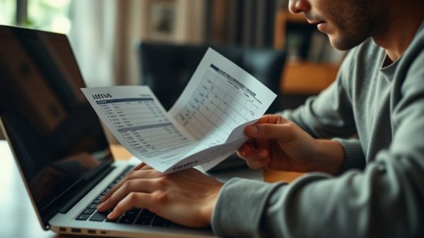 Concerned person reviewing finances on laptop, representing consumer pessimism in automotive finance.
