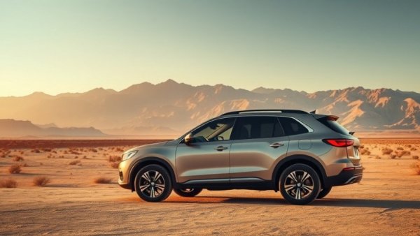 Modern SUV parked in desert at sunset for Texas automotive dealership acquisitions.