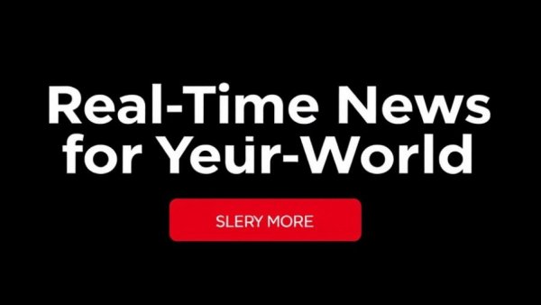 Bold text promotional banner for real-time news.