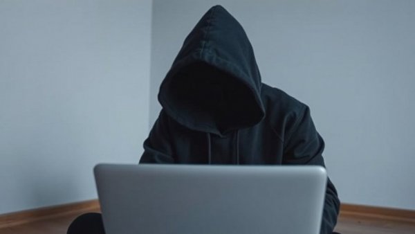 Hacker possibly causing 700Credit data breach in a dimly lit room.