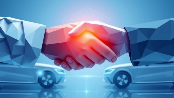 AI Can Enhance Dealer Ops: Geometric handshake in digital art.