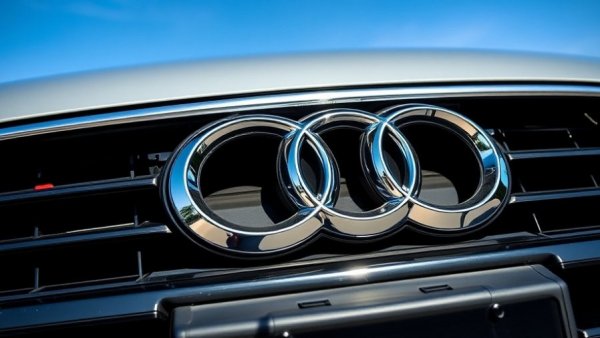 Close-up of Audi grille showcasing design details related to Top Safety Pick+ awards.