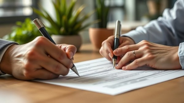 Close-up of hands signing an auto finance document for finance for auto.