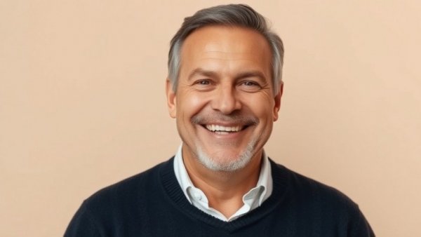 Portrait of a smiling middle-aged man in professional attire, customer feedback management automotive.