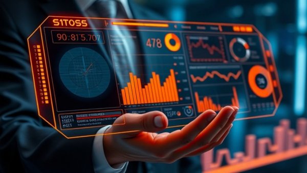 Futuristic analytics dashboard for key metrics in dealerships 2026.