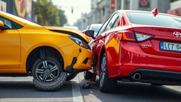 EV collision claims spike: red and yellow cars in a crash.