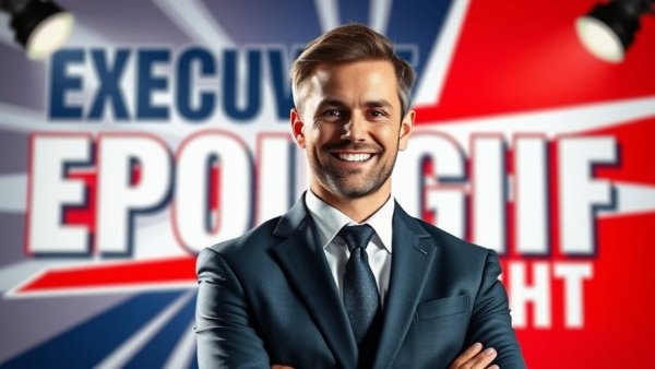 Executive spotlight featuring professional in business marketing.