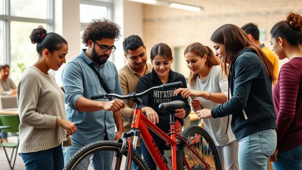 People assembling a bike at the Reynolds and Reynolds Bike Build Event.