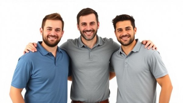 Three men posing together with a friendly expression, AI tools for sales context.