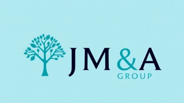 Teal tree and JM&A Group logo on light blue background.