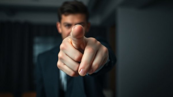 Blurry person pointing accusingly, bad apple in the workplace