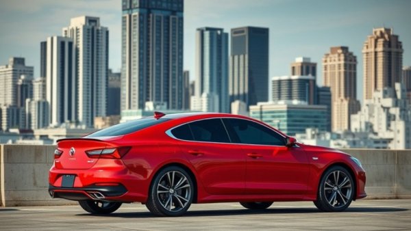 Sleek red sedan parked on rooftop showcasing most reliable new cars 2026.