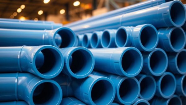Stacked blue PVC pipes in a warehouse highlighting custom extrusion design mistakes.