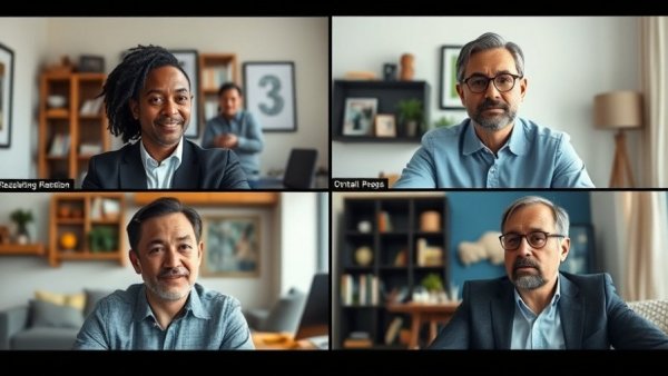 Group video call of professionals discussing automotive leadership insights.