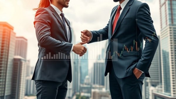 Handshake with financial graphics symbolizing automotive finance services