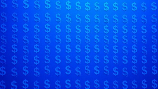 Blue dollar signs pattern symbolizing cleaner grosses in used car sales.