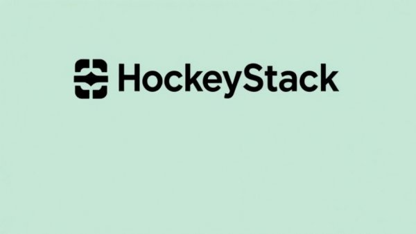 Minimalistic HockeyStack logo on mint green background for outcome-based pricing.