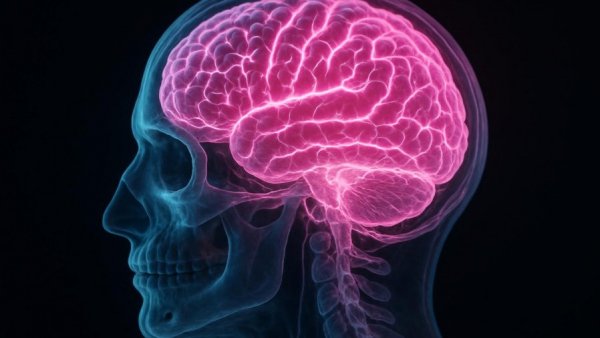 Anatomically detailed brain X-ray illustrating hearing loss treatment