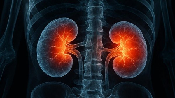 X-ray of kidneys highlighting inflammation; breach of care and injury.