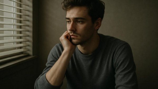 Contemplative young man illustrating racial disparities in men's mental health care.