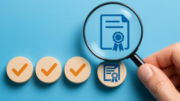 General Audiology Board Certification process illustration with checkmarks.