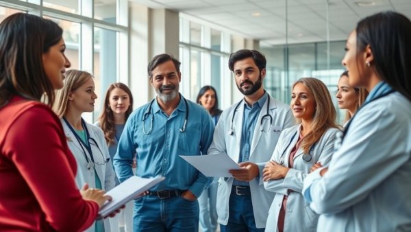 Healthcare team discussing AI capabilities in healthcare 2026, bright conference room.