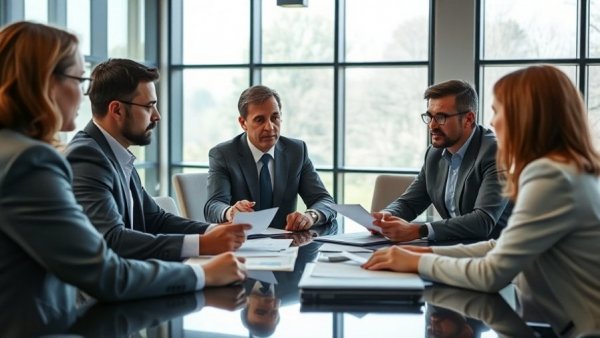 Executives in a business meeting discussing Million Dollar Deal Strategies.