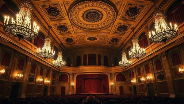 Thomaston Opera House Connecticut theater interior with ornate ceiling.
