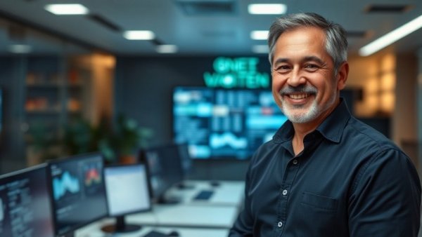 NHS England Cyber Security Leadership Transition: Confident man in office.