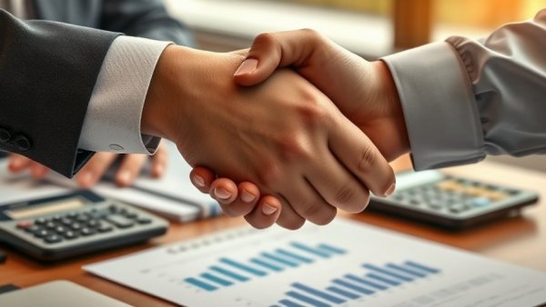 Handshake symbolizing Enhabit Acquisition in Home Health setting, depicting agreement with charts.