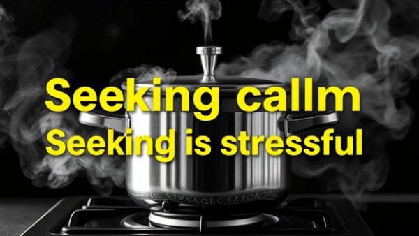 Stainless steel pressure cooker releasing steam, depicting stress.