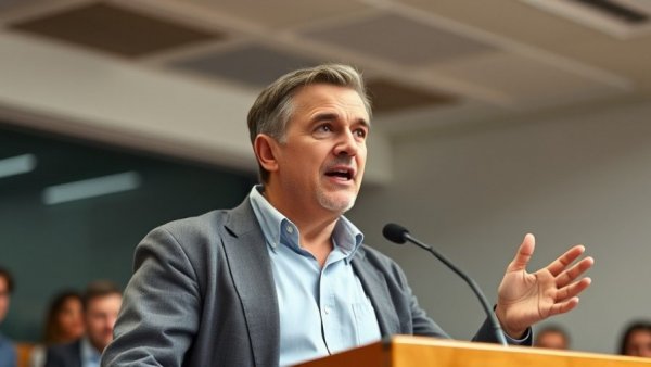 Middle-aged man speaking at podium during NHS England interim CIO search.