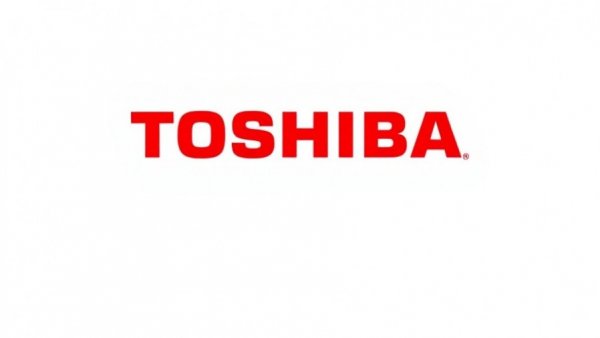 Bold red Toshiba logo on a white background.