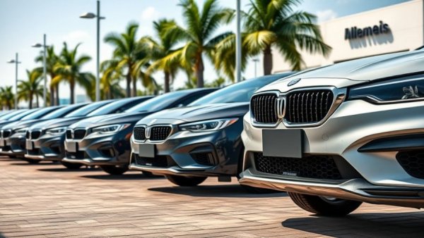 Row of sleek modern cars in a dealership lot representing the Margin Revolution for Automotive Dealers.