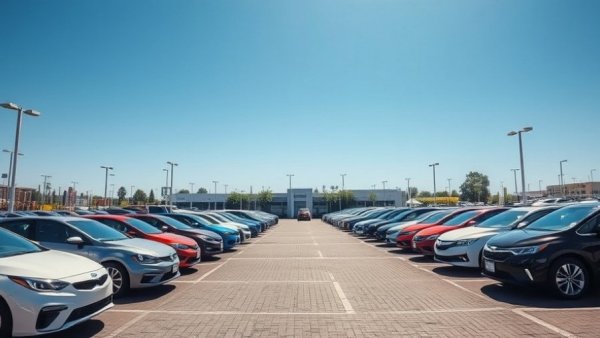 Used car market demand shown in a busy dealership lot.