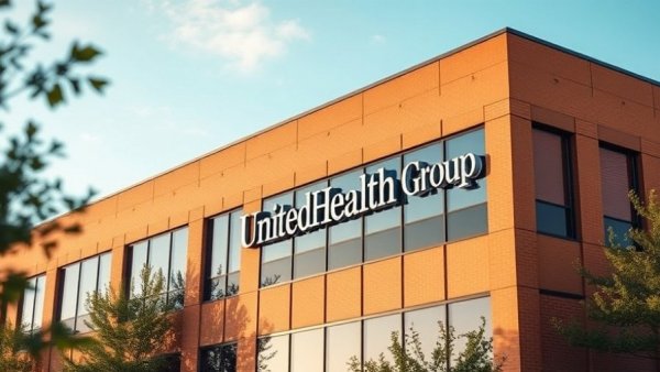 UnitedHealth Group building exterior under blue sky, reflecting leadership change.