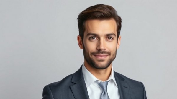 Professional portrait of a man in a suit for used car financing rates topic.
