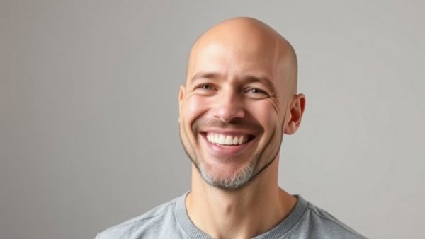A warm, smiling man in a studio setting. AI-scribing technology in NHS.