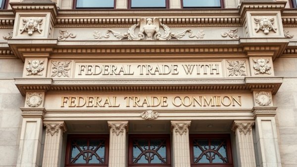 FTC building facade representing settlement talks with Optum Rx and Caremark.