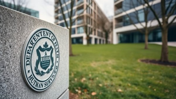 Department of Health & Human Services sign, information blocking enforcement backdrop.