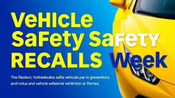 Vibrant graphic for Vehicle Safety Recalls Week highlighting automotive recall management.