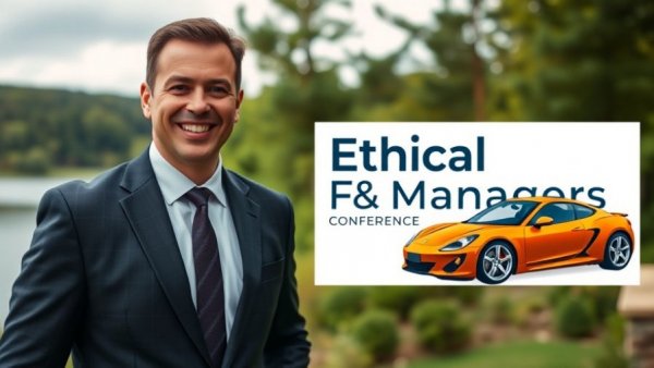 Man at Ethical F&I Conference showcasing 12 Rules for an F&I Life.