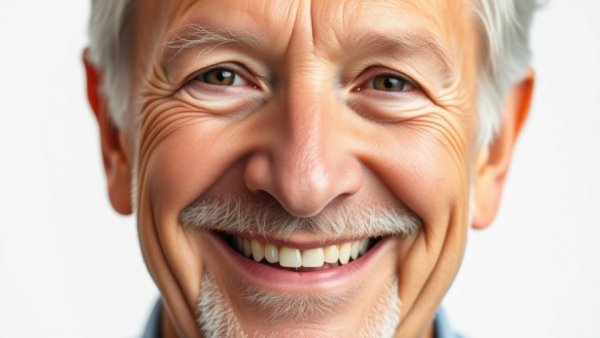 Older man smiling in a photorealistic portrait with soft lighting.
