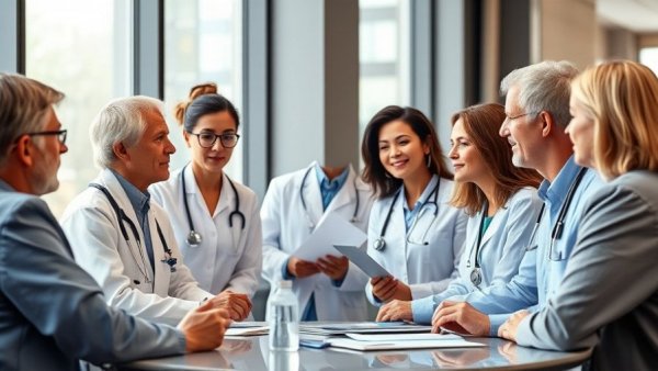Healthcare professionals collaborating in a meeting, showcasing healthcare procurement interoperability.