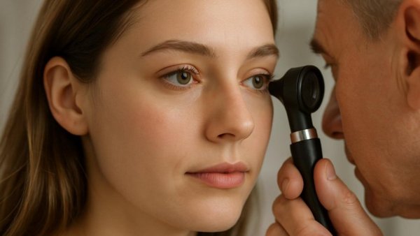 Professional ear examination for hearing loss treatment.
