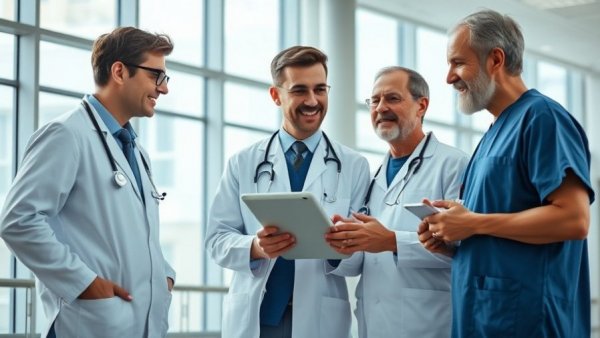 Nurses consulting on patient eligibility verification in hospital.