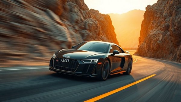 Audi on mountain road at sunset - Top Audi Dealers for CPO Sales.