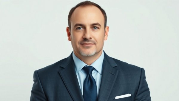 Professional male with a suit, neutral expression, close-up portrait.